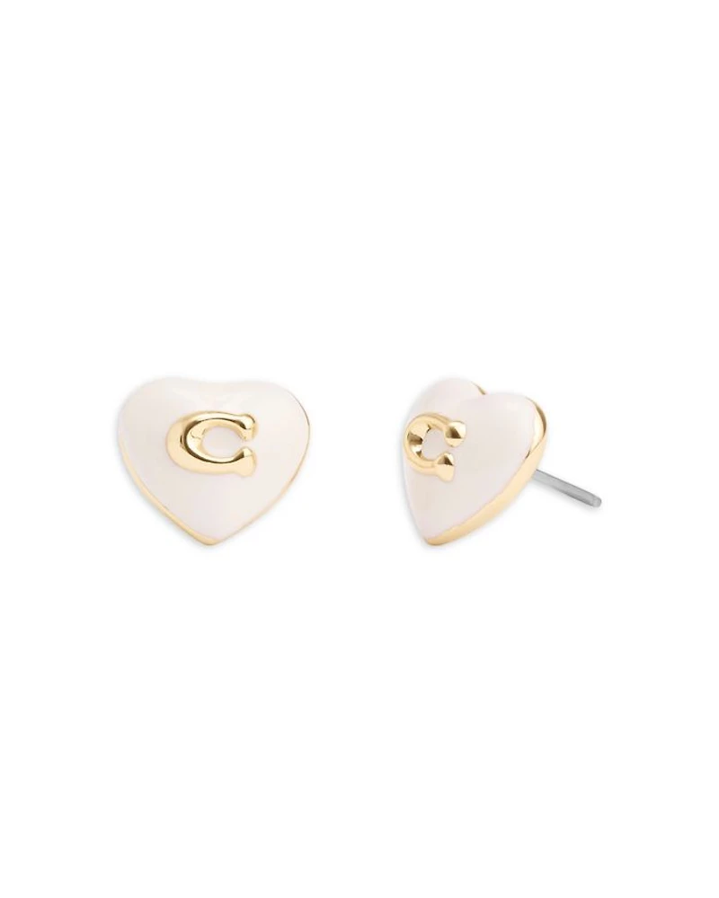 Signature Enamel Heart Stud Earrings