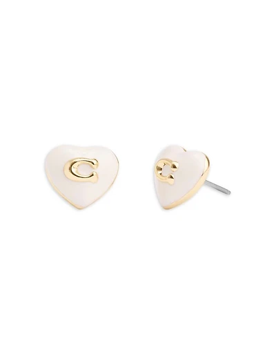 Signature Enamel Heart Stud Earrings