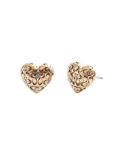 Signature Pavé Quilted Heart Stud Earrings