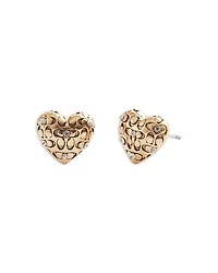 Signature Pavé Quilted Heart Stud Earrings