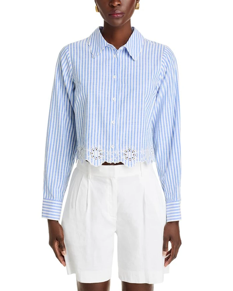 Eyelet Stripe Poplin Button Down Shirt - Exclusive