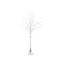 Nearly Natural 3' Pre Lit Artificial White Birch Christmas Tree with 92 Warm White Led Lights