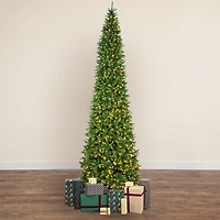 15' Artificial Slim Green Mountain Pine Christmas Tree with 1900 Warm White LED Lights and 5460 Branches