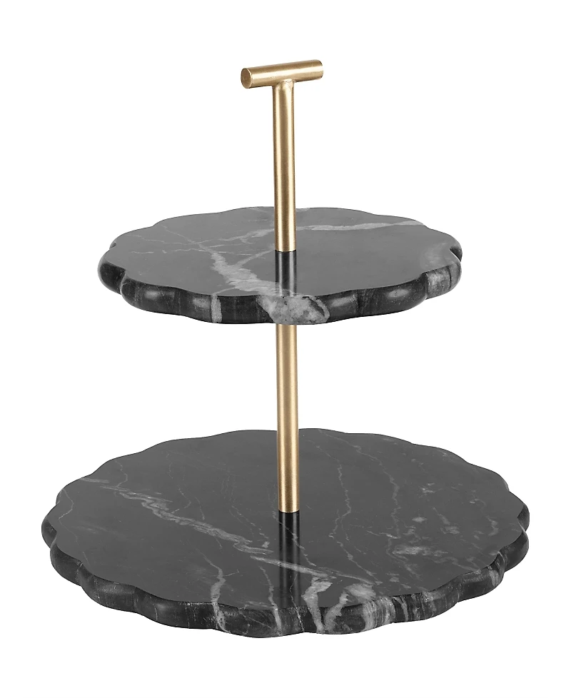 Gauri Kohli Concorde Black Marble Two-Tier Cake Stand