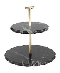 Gauri Kohli Concorde Black Marble Two-Tier Cake Stand