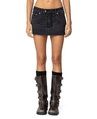 Edikted Clementine Low Rise Denim Micro Skort