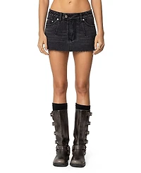 Edikted Clementine Low Rise Denim Micro Skort