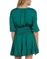 Elbow Sleeve Smocked Mini Dress