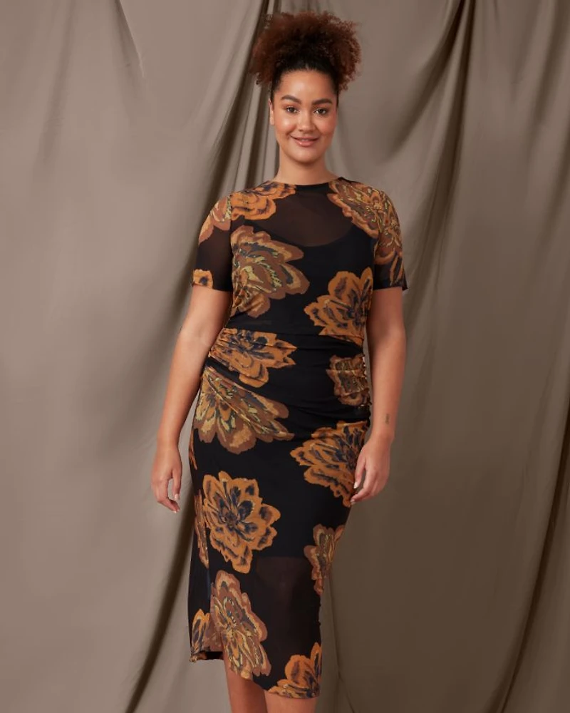 Glow Horizon Mesh Midi Dress