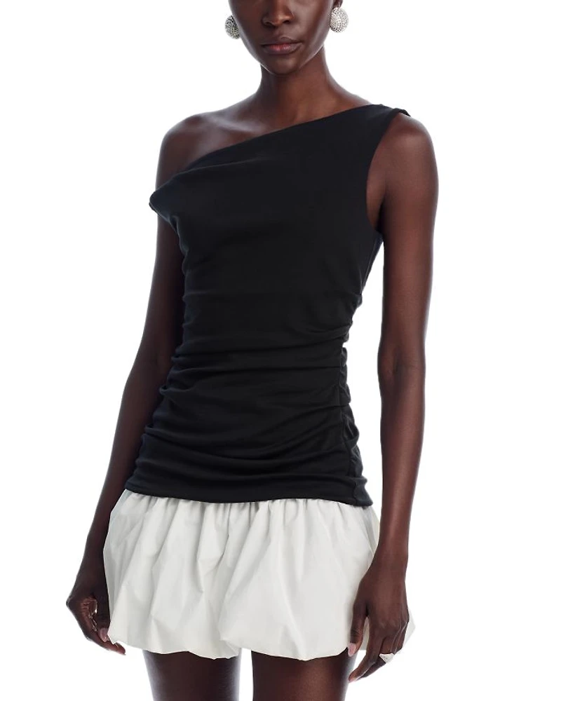 Wesley Mixed Media Bubble Hem Mini Dress