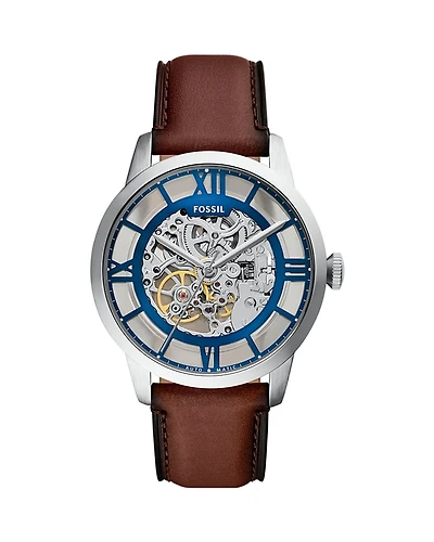 Fossil Townsman Automatic Brown Leather Watch, 44mm