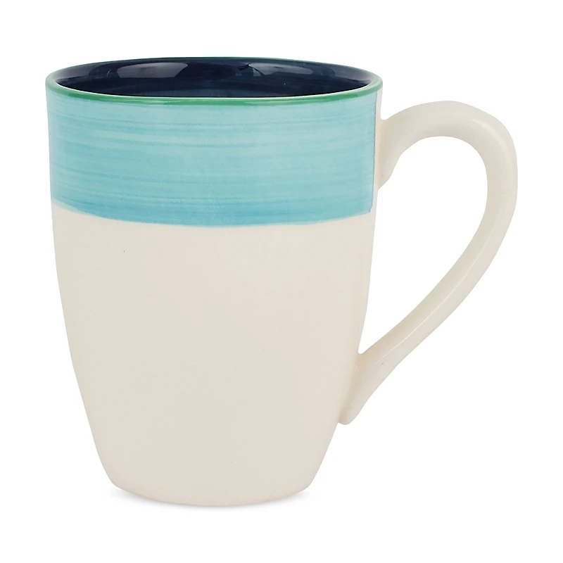 Vietri Lisbon Cobalt and Aqua Stripe Mug