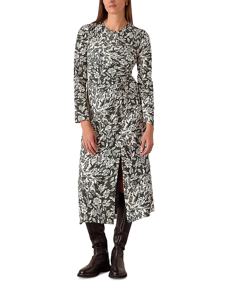 Whistles Cut Stems Ruched Side Dress