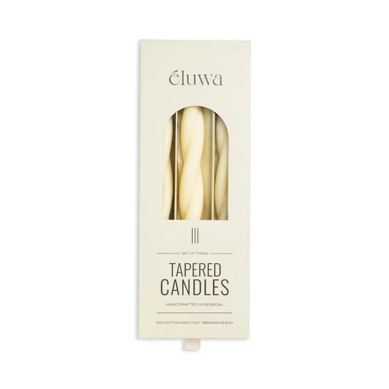Ikome Thick Tapered Twist Candle, 3 Pack
