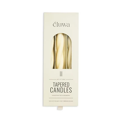Ikome Thick Tapered Twist Candle, 3 Pack