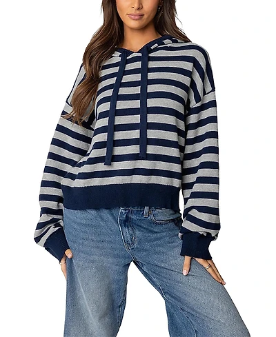 Edikted Striped Hooded Knit Sweater