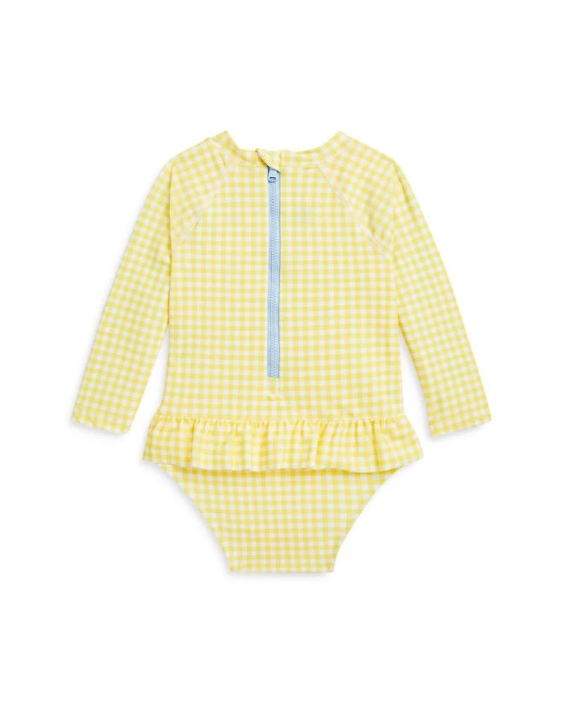 Girls' Gingham Ruffled One Piece Rash Guard - Baby