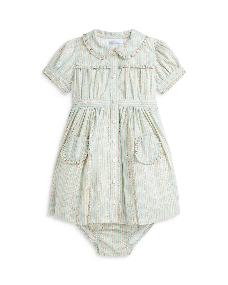 Girls' Floral Striped Dobby Dress & Bloomer - Baby