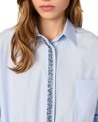 Poplin Rhinestone Shirt