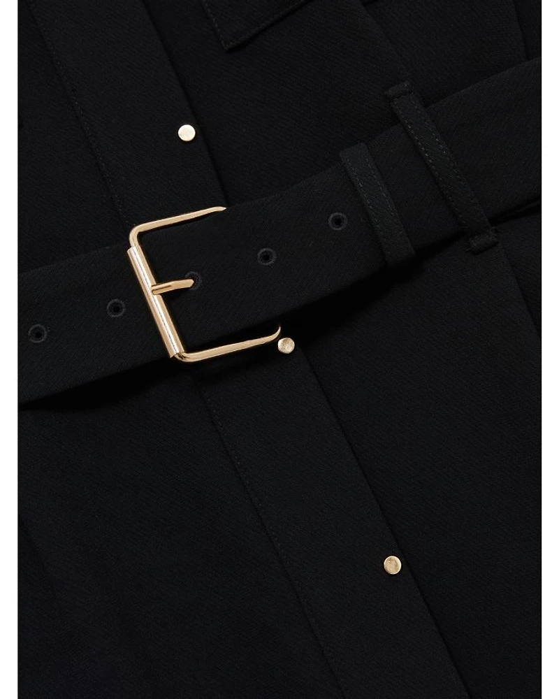 Belted Long Sleeve Shirt Dress