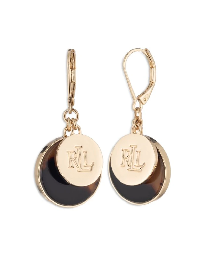 Logo Charm Drop Earrings, 1.5"L