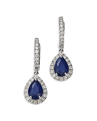 Bloomingdale's Fine Collection Blue Sapphire & Diamond Pear Halo Drop Earrings