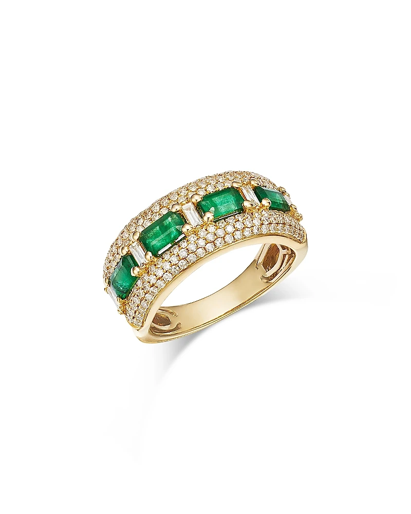 Bloomingdale's Fine Collection Emerald & Diamond Pave Ring