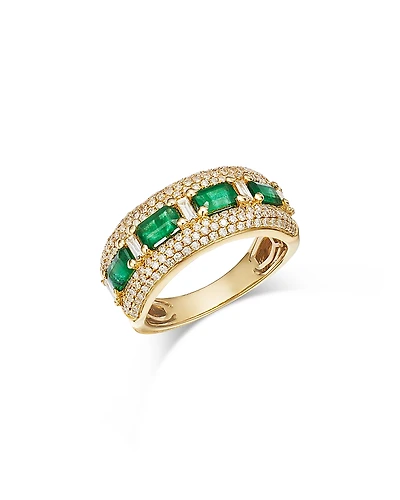Bloomingdale's Fine Collection Emerald & Diamond Pave Ring