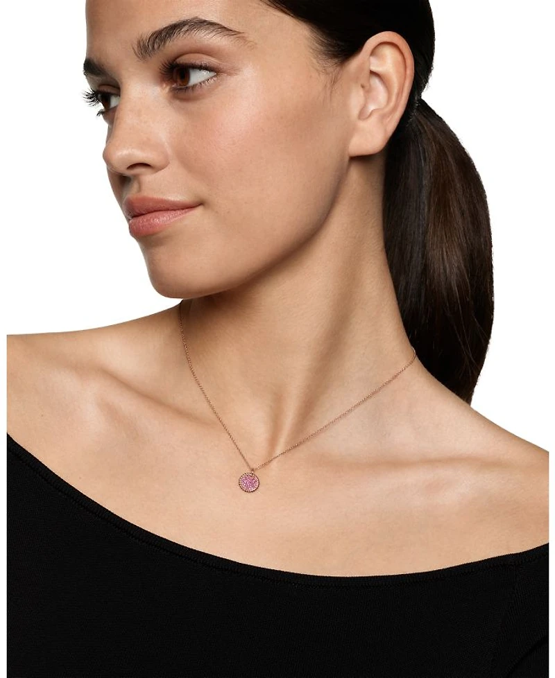 Pavé Plate Necklace in 18K Rose Gold with Pavé Pink Sapphires, 16-18"