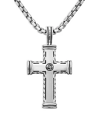 Men's Chevron Cross Pendant in Sterling Silver, 40mm