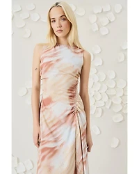 Printed Asymmetric Midi Dress