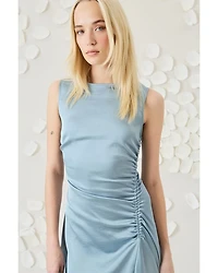 Boat Neck Asymmetric Midi Dress