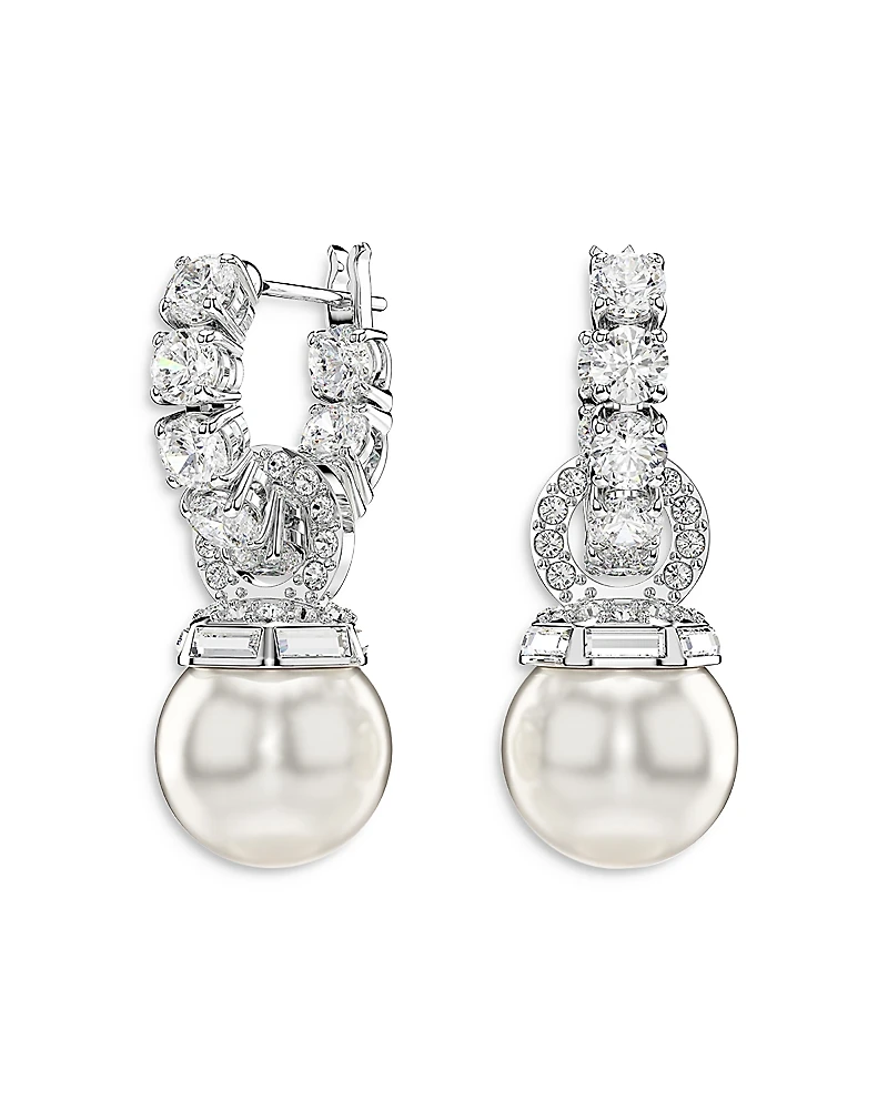 Swarovski Matrix Crystal & Imitation Pearl Drop Earrings