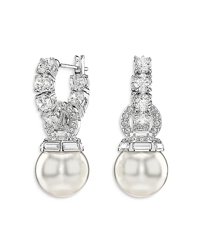 Swarovski Matrix Crystal & Imitation Pearl Drop Earrings