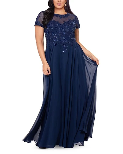 Beaded Mesh Gown