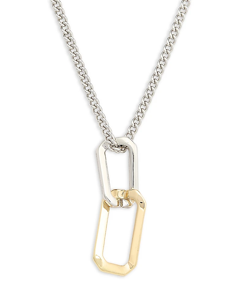 Allsaints Signature Two-Tone Hexagon Twist Pendant Necklace, 17-19
