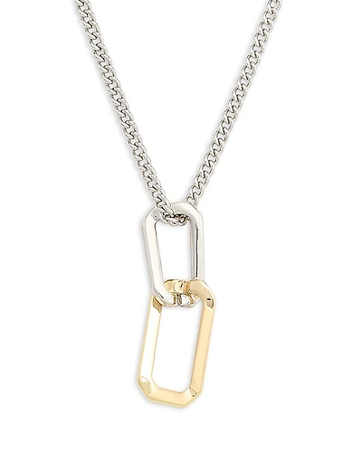 Allsaints Signature Two-Tone Hexagon Twist Pendant Necklace, 17-19