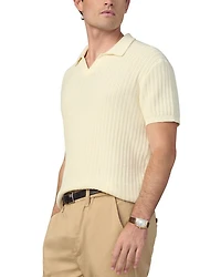 Textured Short Sleeve Polo Sweater