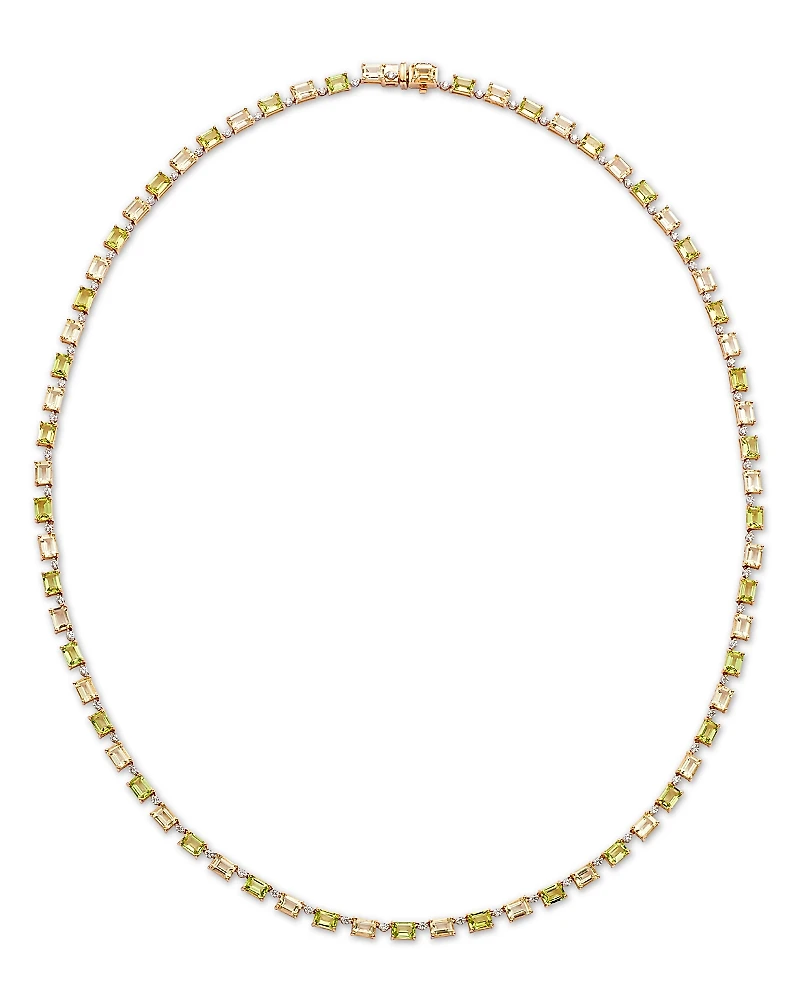 Bloomingdale's Fine Collection Peridot, Lemon Quartz & Diamond Collar Necklace