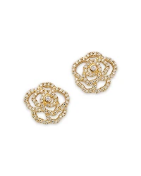 Diamond Flower Earrings in 14K Yellow Gold, 0.50 tcw