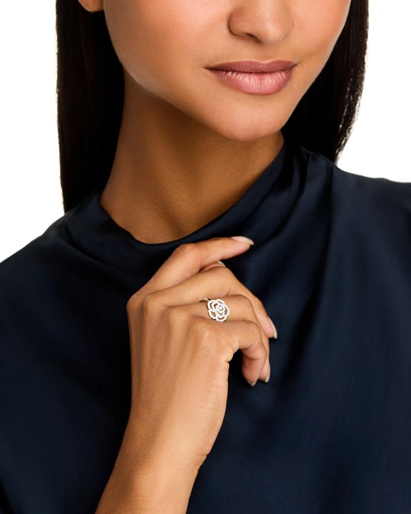 Diamond Flower Ring in 14K White Gold, 0.33 tcw