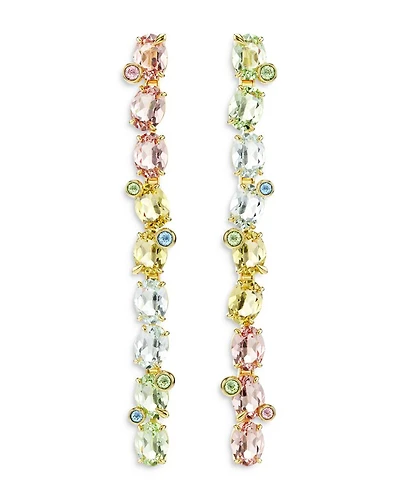 Gema Mixed Cut Multicolor Crystal Asymmetrical Linear Drop Earrings
