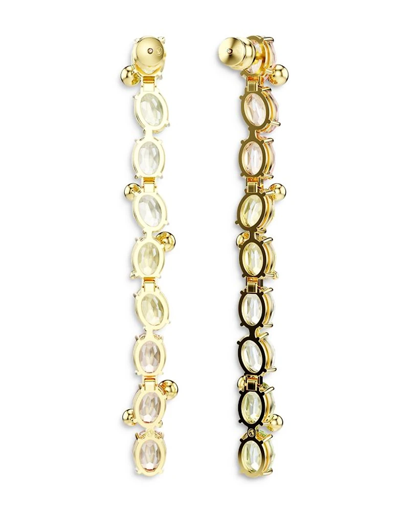Gema Mixed Cut Multicolor Crystal Asymmetrical Linear Drop Earrings
