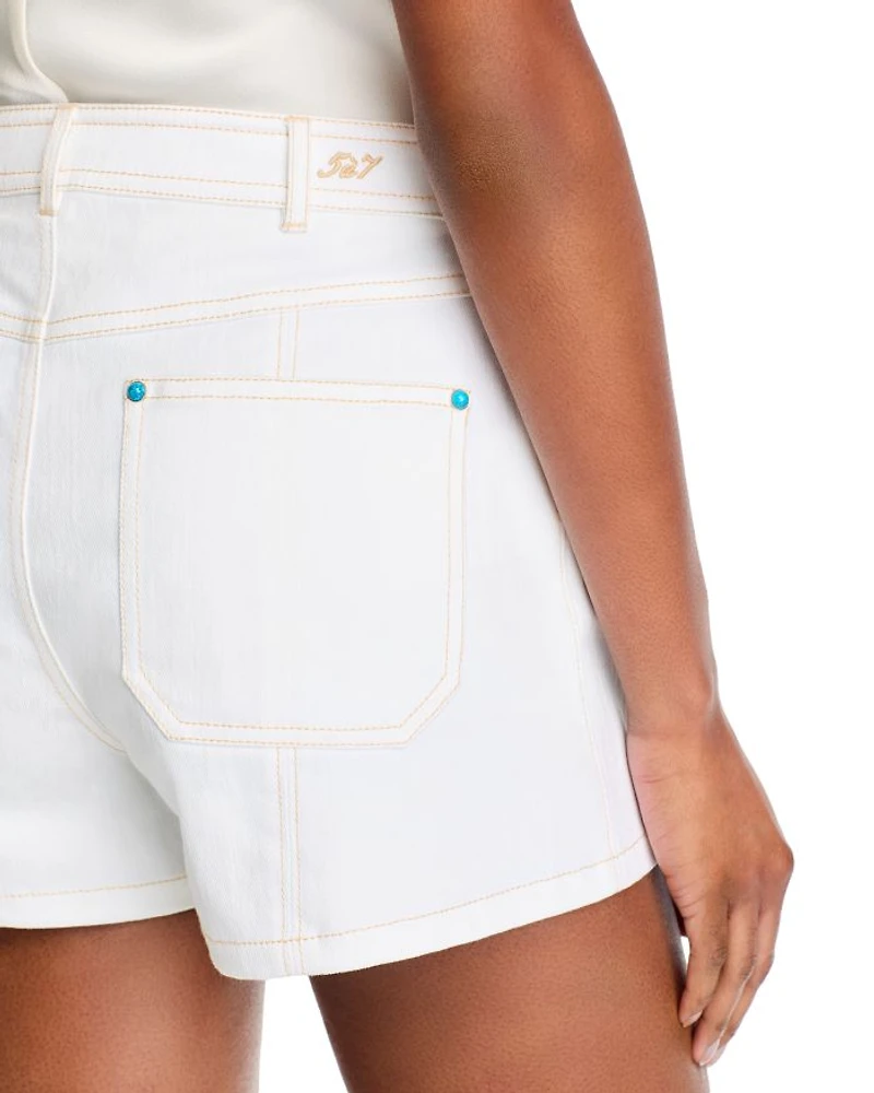 Turquoise Embellished Ceil Shorts