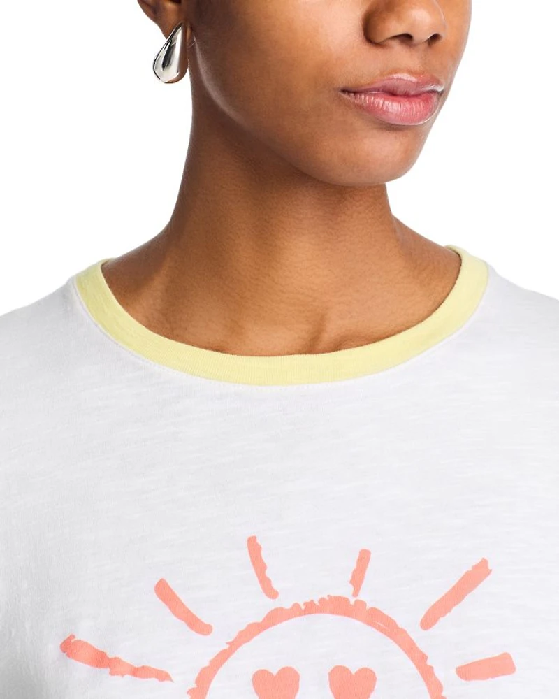 Smiling Sun Shrunken Ringer Tee