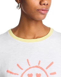 Smiling Sun Shrunken Ringer Tee
