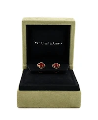 Sweet Alhambra Stud Earrings 18K Rose Gold and Carnelian