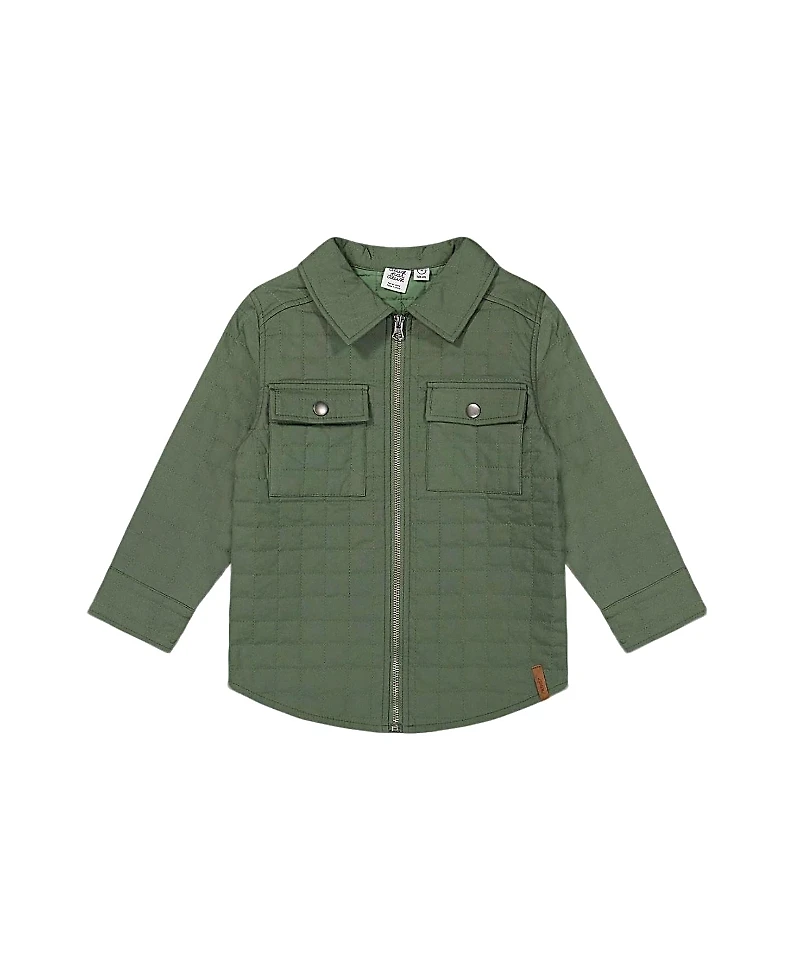 Deux par Deux Boys' Quilted Canvas Overshirt with Pockets - Little Kid, Big Kid
