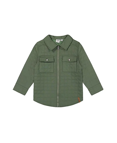 Deux par Deux Boys' Quilted Canvas Overshirt with Pockets - Little Kid, Big Kid