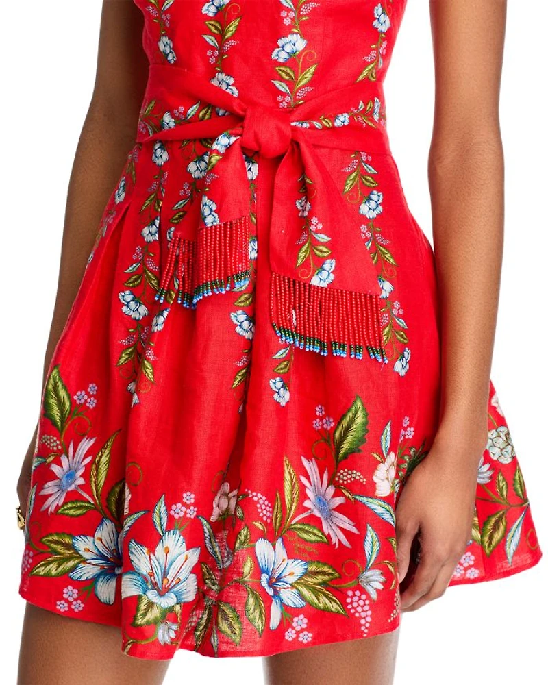 Sweet Bloom Bouquet Red Sleeveless Mini Dress